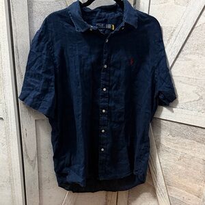 Polo by Ralph Lauren Men's Dark Blue Linen Shirt